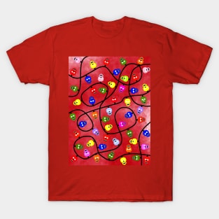 Skull Christmas Lights Red T-Shirt